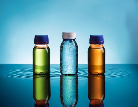 energizing vitamin bottles are presented with calm water and repeating rhythmic patterns