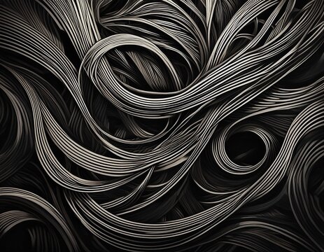 abstract tangled black lines and loops pattern