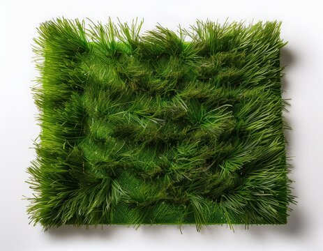 artificial grass turf mat top view isolated on white background