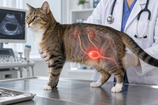Feline Urinary Tract Disease and Bladder Inflammation Veterinary Concept