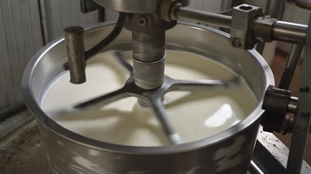 Milk separator bowl spinning in a dairy