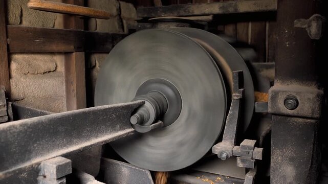 Mill stone turning to grind grain