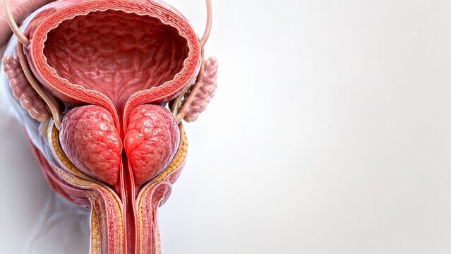 Male human bladder and prostate anatomy model illustration