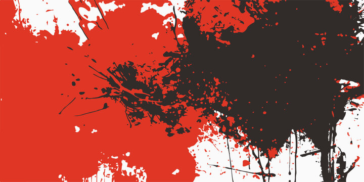 Abstract Splash and Splatter Art Bold and dynamic abstract art featuring vivid crimson and deep obsidian splashes and splatters.