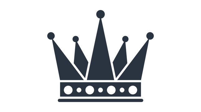 Minimalist dark crown vector illustration featuring sharp pointed spikes and circular decorative ornaments for a royal luxury branding design concept