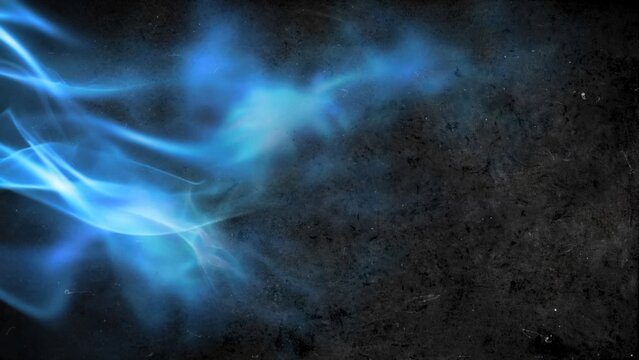 Ethereal blue energy wisps unfurl across a textured, dark background