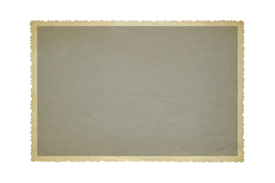 Old postcard texture with with figured edges. Retro vignette photo frame texture isolated.
