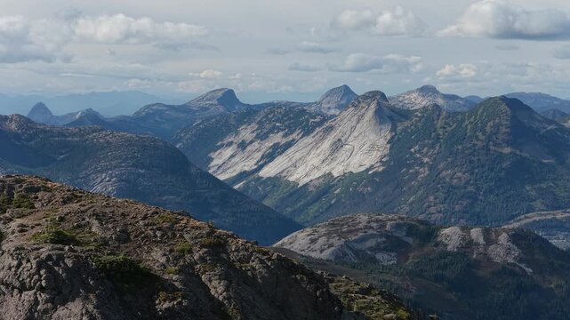 Stunning Panoramic View of the Rugged Mountains and Valleys in British Columbia, Canada
