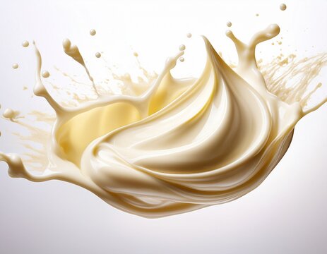 soft mayonnaise splash isolated on white background