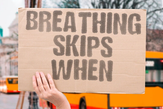 "Breathing skips when" Irregular respiration disrupts diaphragm rhythm and triggers spasms. BREATHING. RHYTHM. IRREGULAR. DIAPHRAGM.