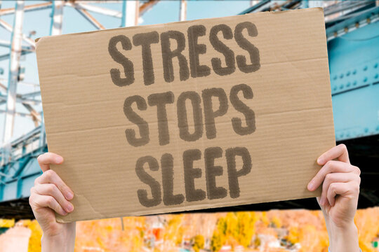 "Stress stops sleep" Anxiety prevents deep rest and allows hiccup episodes. INSOMNIA. STRESS. SLEEP. REST.