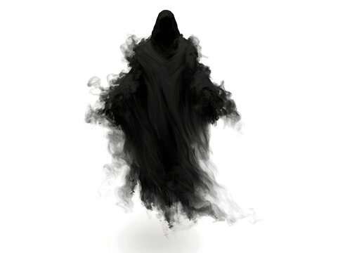 a black smoke wraith illustration isolated on a transparent background. 