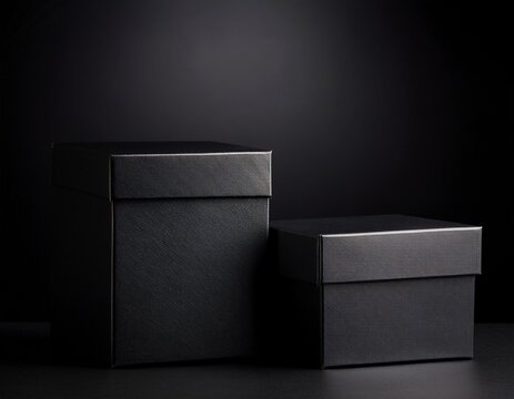 pair of luxurious black boxes with copy space