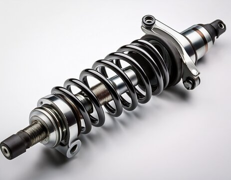 automotive shock absorber on white background