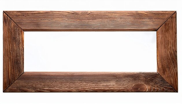 rustic wood picture frame border isolated on a white background