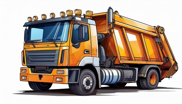 rear loader garbage truck with open compactor and high mounted lights isolated on white background ai generated