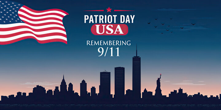 Patriot Day September 11 American Flag Laurel Wreath Patriotic Memorial Poster