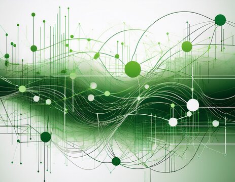 abstract technology background with green network connections isolated on white background