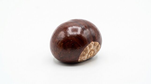 Single Horse Chestnut Seed Isolated on White Background