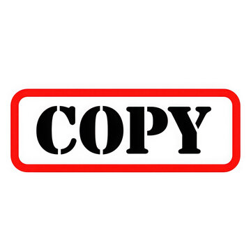 Black text copy stamp with a bright red rectangular border on transparent background