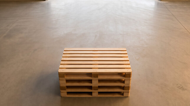 Wooden pallets stacked on a concrete floor