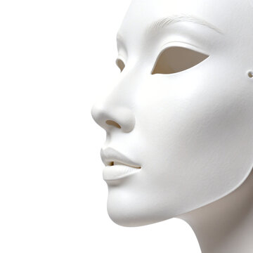 [Transparent Background PNG]Close-up View of White Female Mannequin Face Mask
