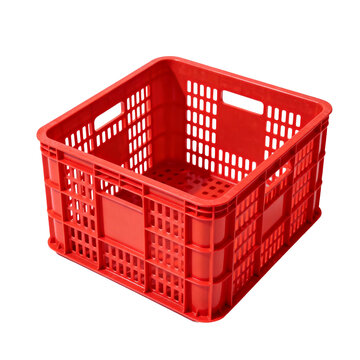 [Transparent Background PNG]Red Plastic Mesh Storage Crate For Organizing Goods