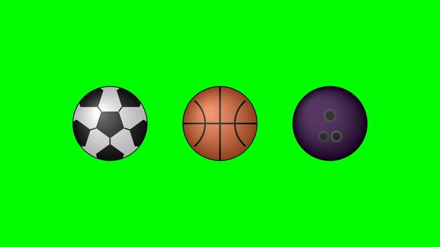 Soccer Basketball And Bowling Ball Sports Equipment Animation For Dynamic Athletic Media Content Production And Engaging Digital Graphic Presentations