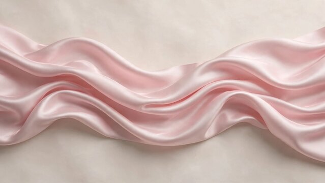 Ethereal pink silk drapes in soft waves, catching light on its smooth surface