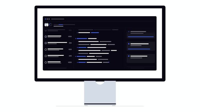 CLI Coding Agent Code Review, Terminal Programming Screen, Developer Workflow Animation, Blue White Tech Background, Software Engineering Interface, Digital Code Lines, Horizontal Motion