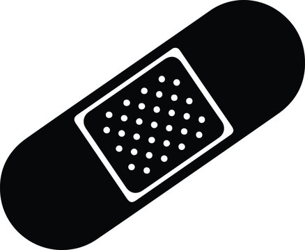 Silhouette adhesive bandage strip icon for medical health and first aid care Vector
