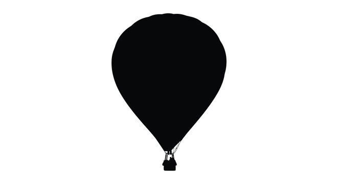 Hot air balloon silhouette against a white background simple graphic design