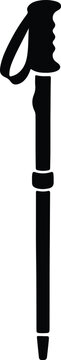 Silhouette of a trekking pole used for outdoor hiking and adventure sports Vector