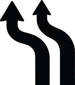 Silhouette two parallel wavy arrow signs pointing upwards as a business Vector