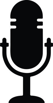 Silhouette vintage professional dynamic studio microphone audio recording equipment icon Vector