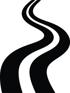 Silhouette winding road icon showing a simple path for navigation design Vector