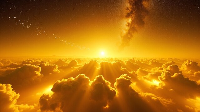 Yellow Clouds and Glowing Stars