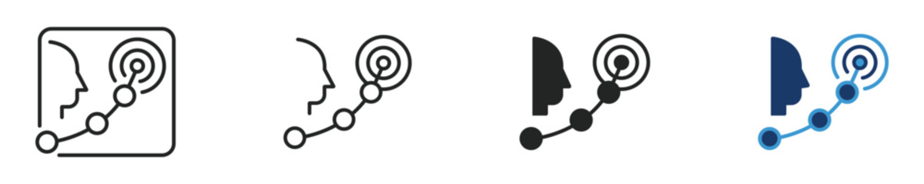 Customer journey mapping target goal icon set, vector illustration