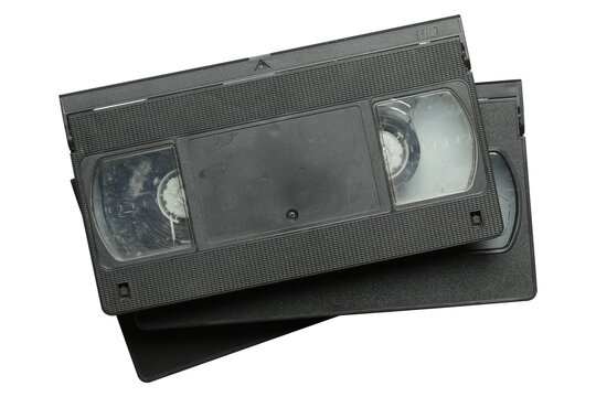 Pile of vintage VHS tape, real asset. png isolated on transparent background