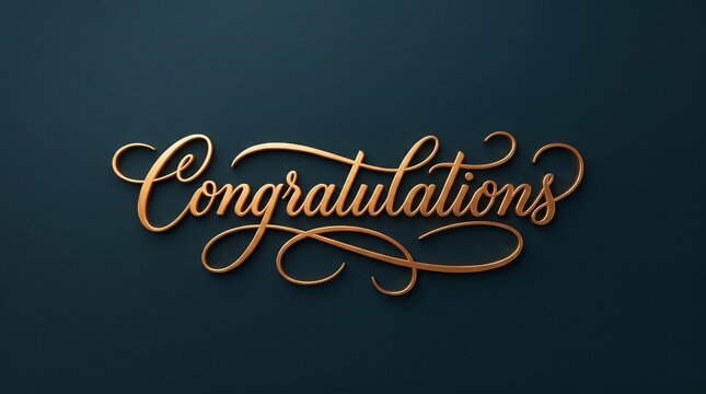Elegant gold "congratulations" script on dark background