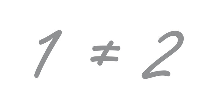 Not equal Sign Symbol in Mathematics. One not equal two numbers.