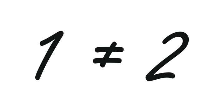 Not equal Sign Symbol in Mathematics. One not equal two numbers.