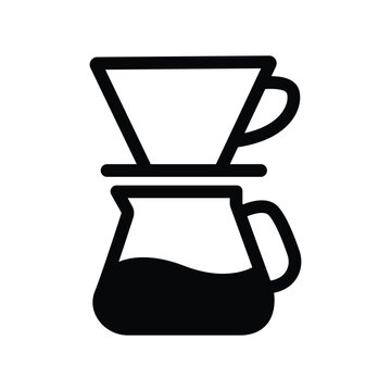 Pour over coffee dripper and server brewing equipment icon vector illustration