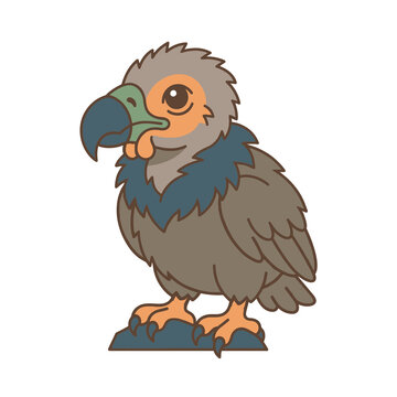 Cute baby condor illustration performing standing in isolated PNG with transparent background