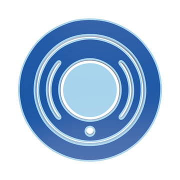 A circular blue smoke detector icon with a central sensor and concentric rings, rendered in a flat 3D style on a white background isolated on a transparent background