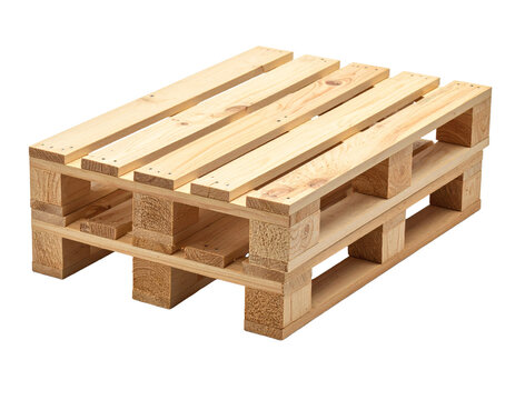 Wooden pallet for industrial shipping and logistics transport made from natural pine planks for warehouse storage and global cargo distribution