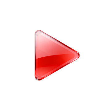 [Transparent Background PNG]Glossy red glass play button icon on white background