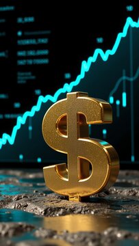 Golden Dollar Sign on Stock Market Chart