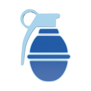 A 3D icon of a hand grenade featuring a light blue handle and a dark blue body, rendered as a stylized on a plain dark background isolated on a transparent background