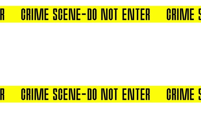 Crime Scene Do Not Enter Yellow Warning Tape White Background Animated Motion Graphic